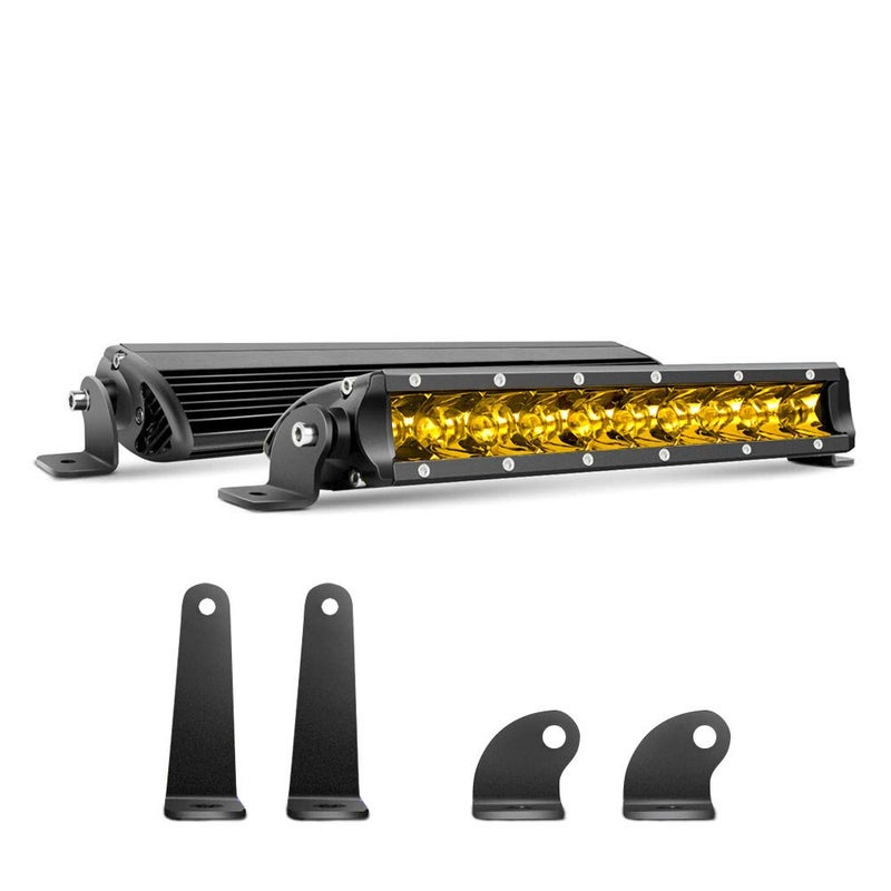 Chelhead 11 Inch Led Light Bars, 50W Yellow Single Row Fog Light Bar Spot Beam Amber Led Light Bars Compatible with Truck SUV Jeep UTV Can Am Polaris - Image 1